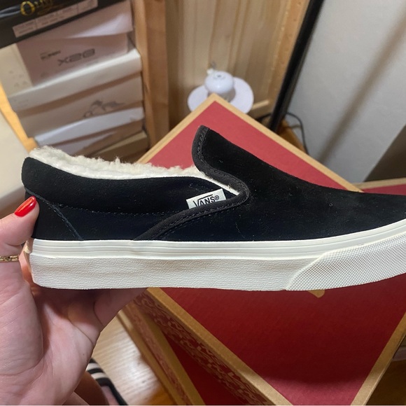 Vans Shoes - Vans Black Slip-On Shoes with Fleece Lining